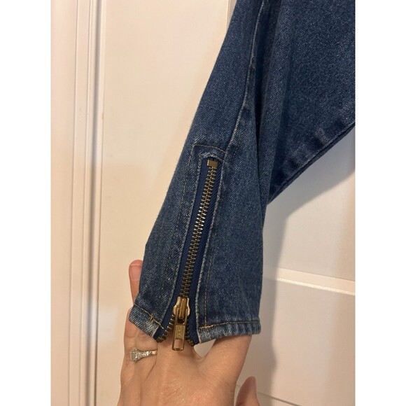 Vintage 90’s Long Sleeve Full Zip Retro Midi Blue Denim Dress Size 3 Rocker - Picture 5 of 7